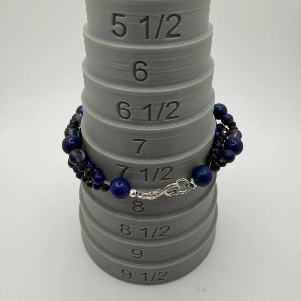 Three‎ strands of Lapis Lazuli, Fluorite, and Sandstone beaded bracelet w/ 925!